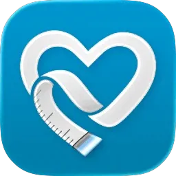 Progress App Icon. A tape measure in the shape of heart on a teal background